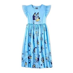 Bluey Girl's Character Blue Satinet and Tulle Nightgown, Gown (Medium 8)